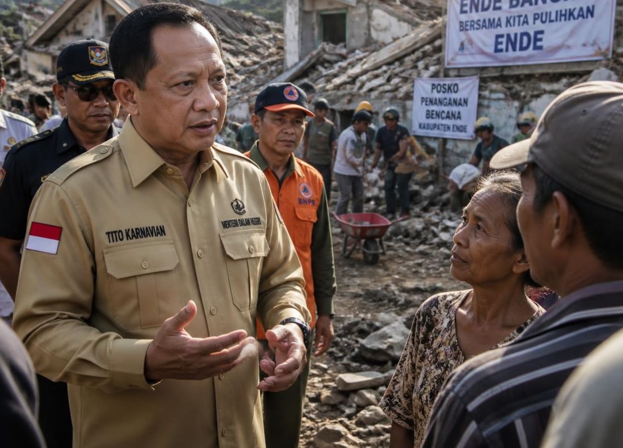 Mendagri Evaluasi Penanganan Pascagempa di Kabupaten Ende - BeritaLia.com